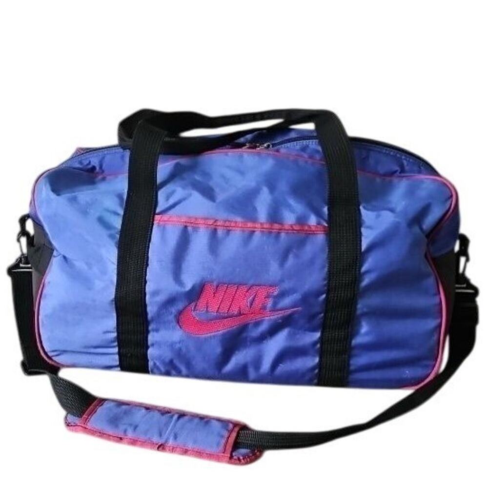 Nike Duffle‎ Gym Bag Retro Vintage 90s Y2K Colorful Purple Pink Strap Zip